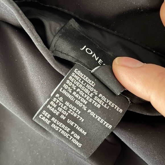 JONES New York Reversible Coat Jacket Black Charcoal Water Resistant Size XL NEW - Picture 10 of 14